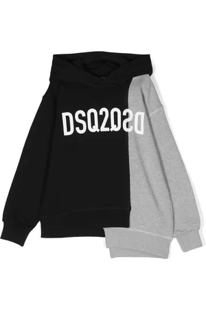 Dsquared2 Boys Hoodies - Asymmetric logo-print hoodie - Black