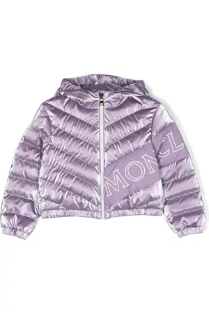 Moncler Girls Puffer Jackets - Vonnes herringbone-quilted padded jacket - Purple