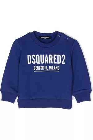 Dsquared2 Sweatshirts - Logo-print crew-neck sweatshirt - Blue