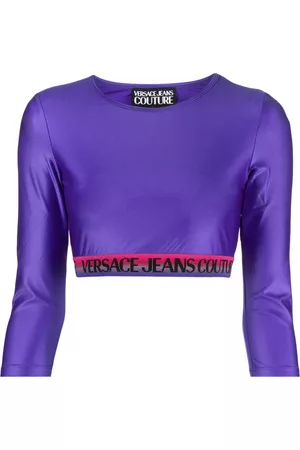 VERSACE Women Crop Tops - Logo-underband cropped top - Purple