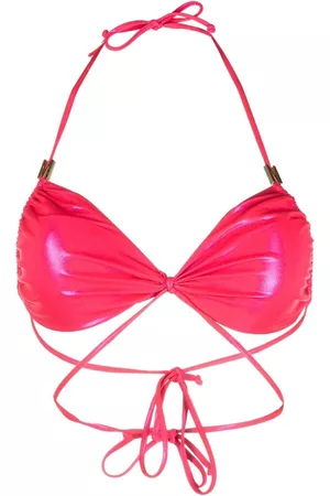 Moschino Women Bikini Tops - Strappy halterneck bikini top - Pink