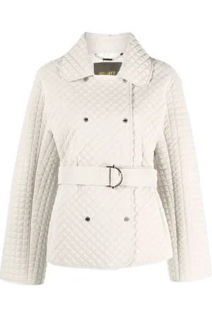 MOORER Diamond-quilted detail belted jacket