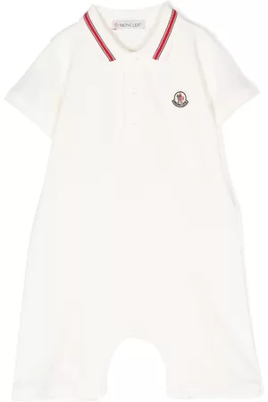 Moncler Rompers - Logo-patch cotton romper - White