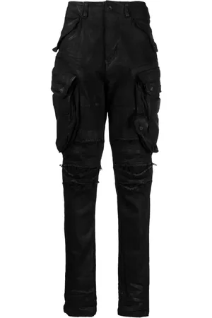 JULIUS Men Slim Jeans - Coated-finish cargo jeans - Black