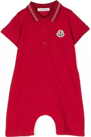 Moncler Rompers - Logo-patch stretch-cotton romper - Red