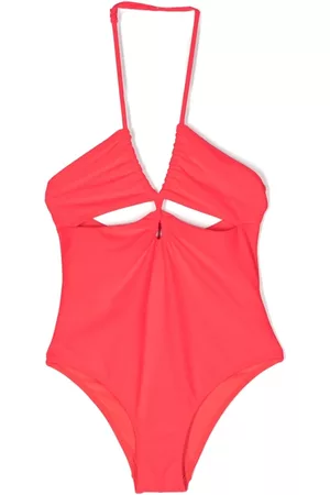 MC2 SAINT BARTH Girls Swimsuits - Cut-out halterneck swimsuit - Orange