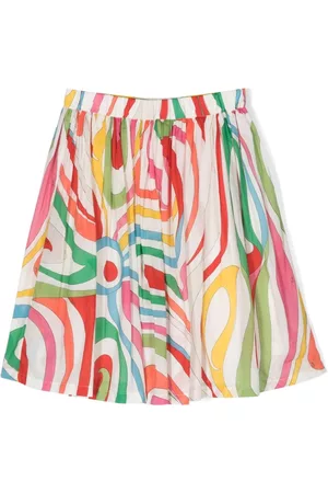 PUCCI Junior Girls Printed Skirts - Swirl-patterned flared skirt - White