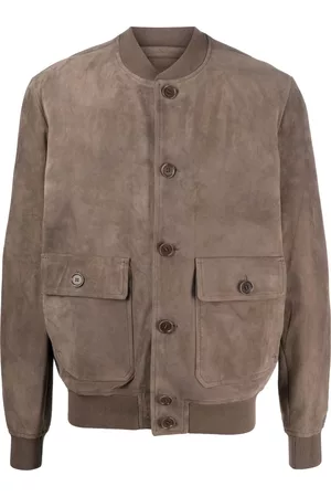 SALVATORE SANTORO Men Leather Jackets - Suede bomber jacket - Grey