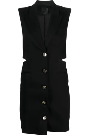 Pinko Women Mini Dresses - Cutout linen-blend blazer minidress - Black
