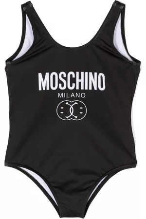Moschino Girls Swimsuits - Logo-print scoop-neck swimsuit - Black