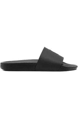 Ralph Lauren Men Flat Shoes - Logo-print slip-on sandals - Black
