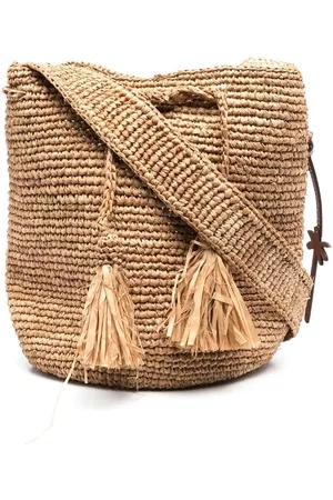 MANEBI Women Beach Bags - Beach woven bucket bag - Neutrals