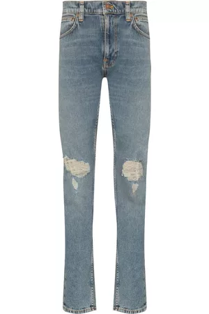 Nudie Jeans Men Slim Jeans - Distressed-effect slim-fit jeans - Blue