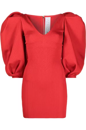 AZ FACTORY Women Puff Sleeve Dress - MyBody puff-sleeve dress - Red