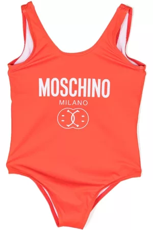 Moschino Girls Swimsuits - Logo-print scoop-neck swimsuit - Red