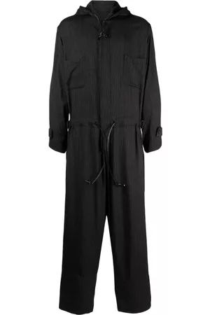 YOHJI YAMAMOTO Men Jumpsuits - Hooded zip-up jumpsuit - Black