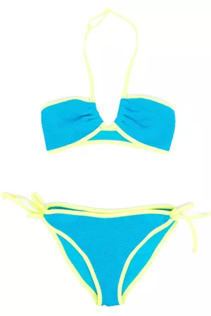 MC2 SAINT BARTH Girls Bikini Sets - Contrasting-trim crinkled bikini set - Blue