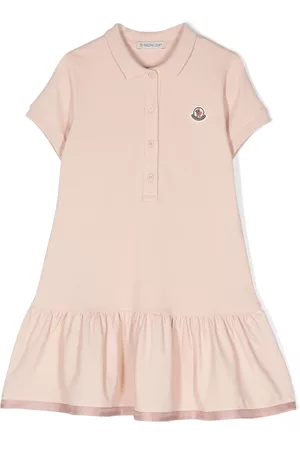 Moncler Girls Casual Dresses - Logo-patch cotton dress - Pink