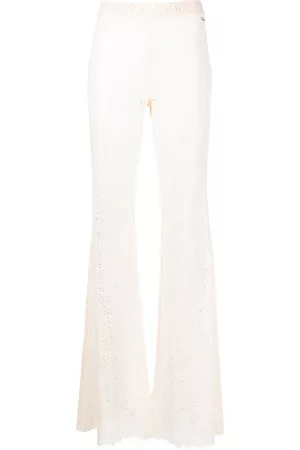 Dsquared2 Women Wide Leg Pants - Sheer-lace flared trousers - Neutrals