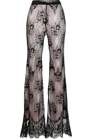 Dsquared2 Women Wide Leg Pants - Lace-panel flared trousers - Black