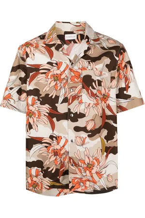 Moncler Men Short sleeved Shirts - Floral-print short-sleeved shirt - Brown