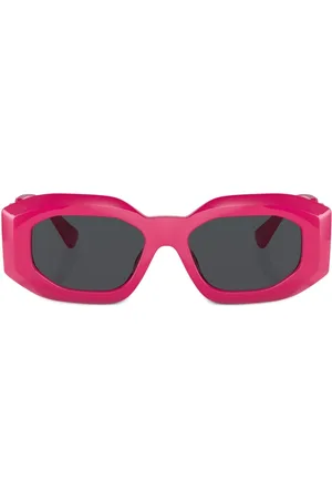 VERSACE Sunglasses - Logo-plaque geometric-frame sunglasses - Pink