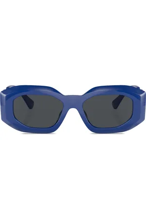 VERSACE Sunglasses - Logo-plaque geometric-frame sunglasses - Blue