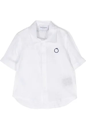 Trussardi Shirts - Embroidered-logo linen shirt - White
