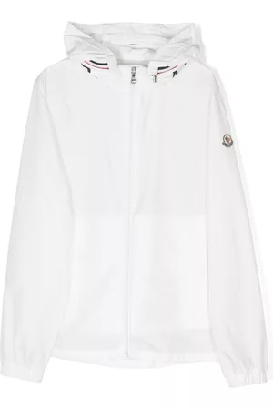 Moncler Boys Zip-up Hoodies - Aidrian logo-patch zip-up jacket - White