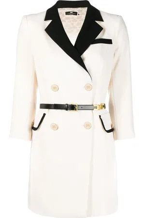 Elisabetta Franchi Women Mini Dresses - Belted crepe blazer minidress - Neutrals