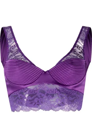 VERSACE Women Lace-up Tops - Greca-detail lace brallete top - Purple