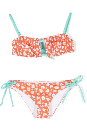 MC2 SAINT BARTH Girls Bikinis - Floral-print bikini - Orange
