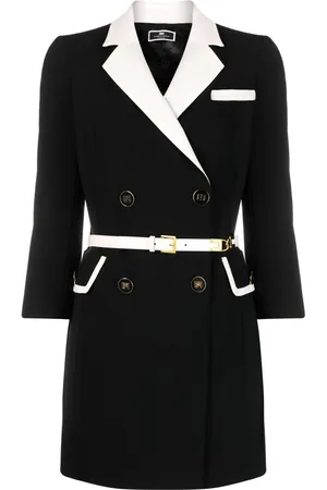 Elisabetta Franchi Women Mini Dresses - Belted crepe blazer minidress - Black