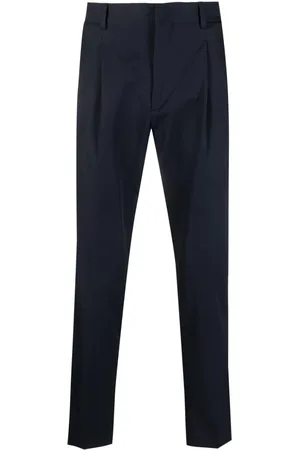 Manuel Ritz Men Formal Pants - Pleat-detail cotton tailored trousers - Blue