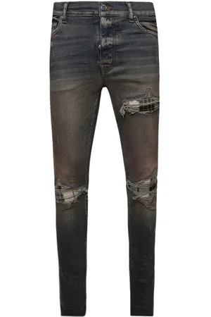 AMIRI Men Skinny Jeans - MX1 plaid-detail skinny jeans - Black