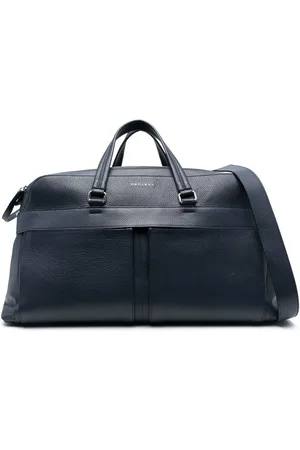 Orciani Men Luggage - Logo-detail leather weekend bag - Blue