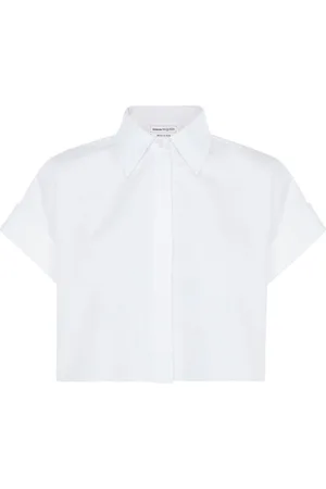 Alexander McQueen Women Short sleeved Shirts - Cropped short-sleeved shirt - White