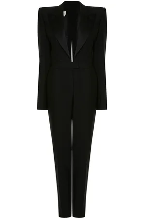 Alexander McQueen Women Blazers - Tailored peak-lapel jumpsuit - Black