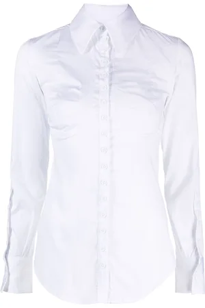 Sinead O'Dwyer Women Long Sleeved Shirts - Long-sleeve fitted cotton shirt - White