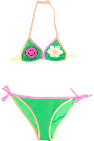 MC2 SAINT BARTH Girls Triangle Bikinis - Colourblock triangle bikini - Green