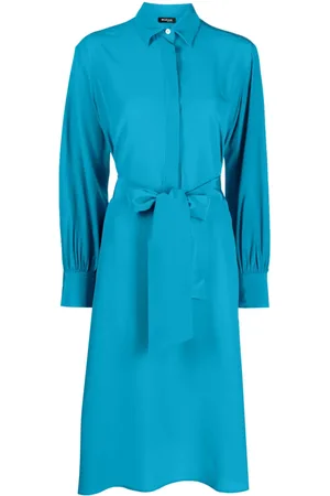 Kiton Pussy-bow silk midi dress
