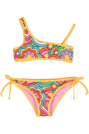 MC2 SAINT BARTH Girls Bikinis - Graphic-print contrasting-border bikini - Yellow
