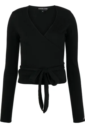 Marchesa Notte Tie wrap long-sleeve top