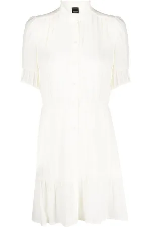 Pinko Women Casual Dresses - Ruched crepe shirt minidress - White