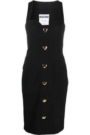 Moschino Women Bodycon Dresses - Heart-shaped buttons bodycon dress - Black