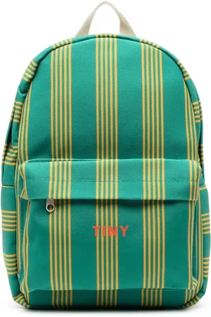 Tiny Cottons Rucksacks - Logo-print striped backpack - Green