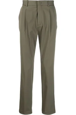 Manuel Ritz Men Formal Pants - Pleat-detail cotton tailored trousers - Green