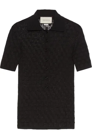 Gucci monogram-pattern Silk-Cotton Polo Shirt - Black