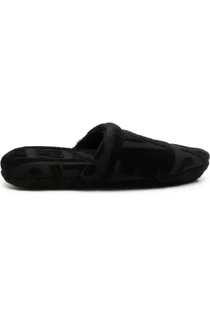 VERSACE Logo towelling-finish slippers
