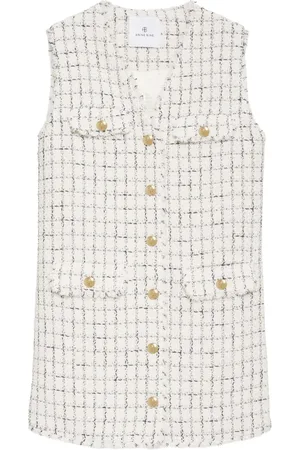 ANINE BING Women Plaid Dresses - Janet plaid tweed dress - White